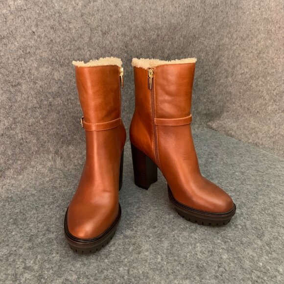 Vince Camuto NWT Women’s Egretala Shearling Leather Side Zip Heel Ankle Boots - Picture 3 of 9